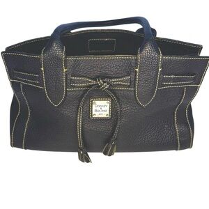 Dooney & Bourke East West Tassel Tote Black Satchel with Gold Stitching Timeless